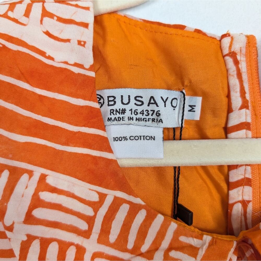 NWT Busayo Orange & White Pattern Long Sleeve Dele Maxi Dress Size M - Picture 7 of 8